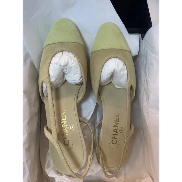 CHANEL Shoes - Chanel yellow suede slingback 36.5/6.5-7 NWOT